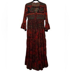 Anthropologie Boemo Boho Tiered Floral Dress Size Large Petite